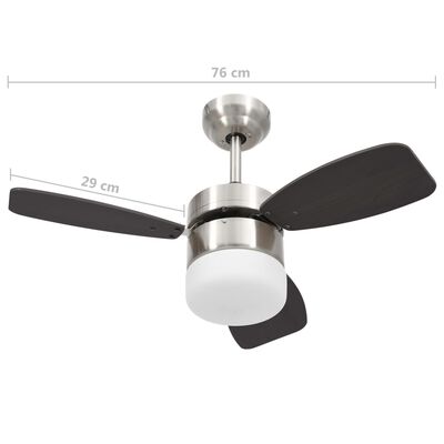 vidaXL Ceiling Fan with Light and Remote Control 76 cm Dark Brown