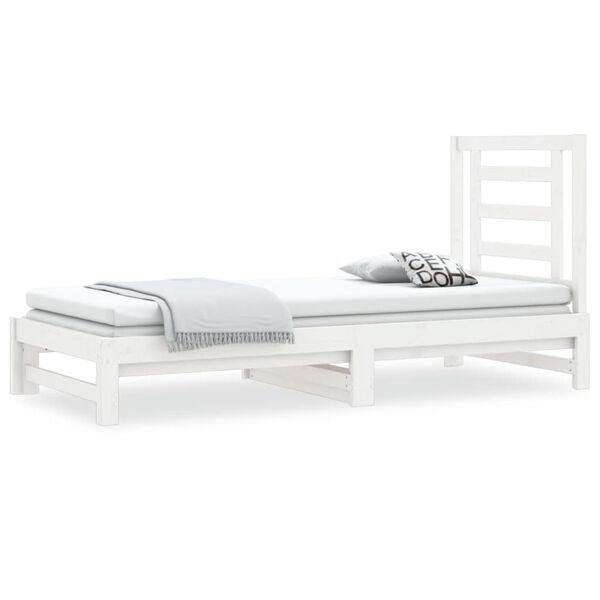 vidaXL Pull-out Day Bed without Mattress White 2x(90x200) cm