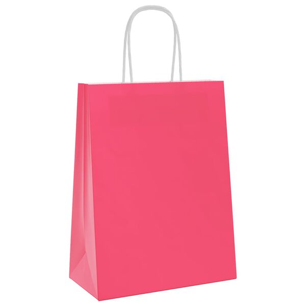 vidaXL Paper Bags 50 pcs with Handles Pink 21x11x28 cm