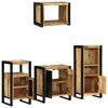 vidaXL Bathroom Furniture Set 4 pcs Brown and Black Solid Mango Wood