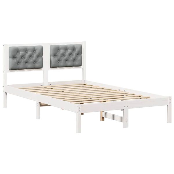 vidaXL Bed Frame Light Grey 135 x 190 cm Solid Pine Wood