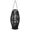 vidaXL Hanging Candle Lantern Holder Bamboo Black 60 cm