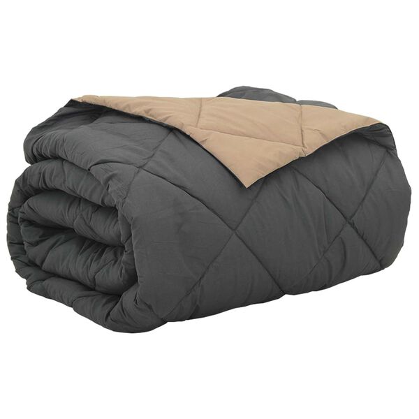 vidaXL Summer Duvet Anthracite and Taupe 200 x 200 cm Microfiber