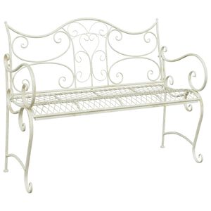vidaXL Garden Bench 2-Seater 114 x 56.5 x 90 cm Steel Antique White