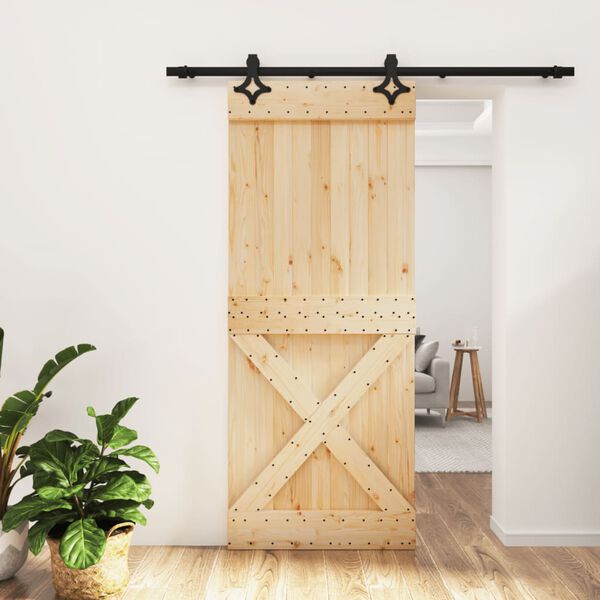 vidaXL Sliding Door with Hardware Set 85x210 cm Solid Wood Pine