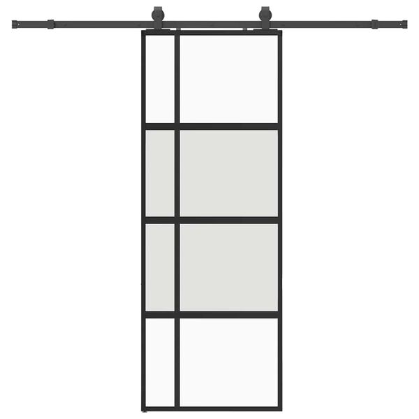 vidaXL Sliding Door with Hardware Set Black 76x205 cm Tempered Glass