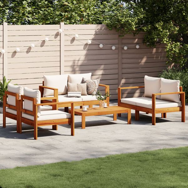 vidaXL 5 Piece Garden Sofa Set with Cushions Solid Wood Acacia
