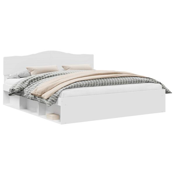 vidaXL Bed Frame with Headboard White 200 x 200 cm Solid Pine Wood