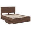 vidaXL Bed Frame with Drawer Brown Oak 135 x 190 cm Engineer Wood