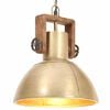 vidaXL Hanging Lamp | Brass, Brown | Iron with brass plating, Solid mango wood
