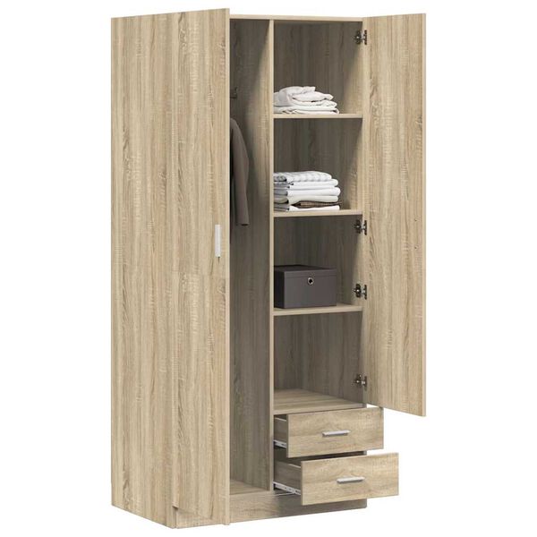 vidaXL Wardrobe Sonoma Oak 80x52x180 cm Engineered Wood