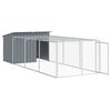 vidaXL Dog House with Run Anthracite 153x396x110 cm Galvanised Steel