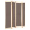 vidaXL 4-Panel Room Divider Brown 160x170x4 cm Fabric