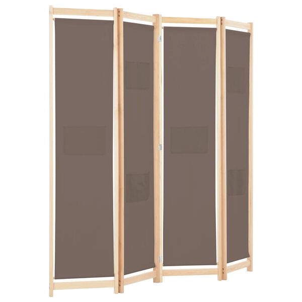 vidaXL 4-Panel Room Divider Brown 160x170x4 cm Fabric
