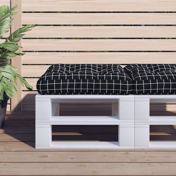 vidaXL Pallet Cushion Black Check Pattern 60x61.5x10 cm Oxford Fabric