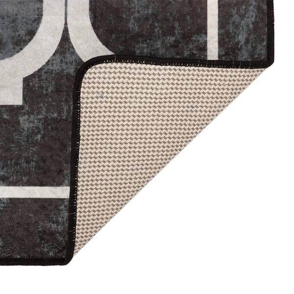vidaXL Rug Washable Black and White 120x180 cm Anti Slip