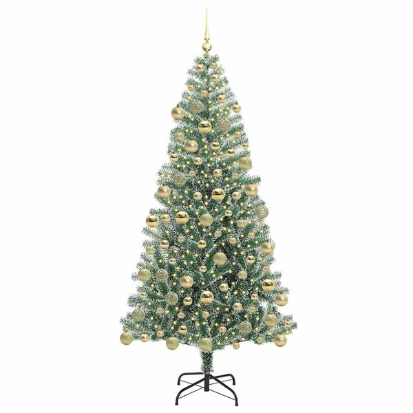 vidaXL Artificial Christmas Tree Snow Flocked with LED Light 180 cm