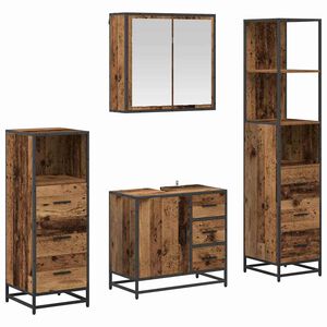 vidaXL Bathroom Furniture Set 4 pcs Old Wood Engineered Wood