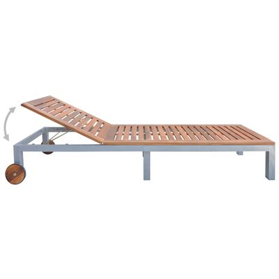 vidaXL Sun Lounger with Cushion Solid Acacia Wood and Galvanised Steel