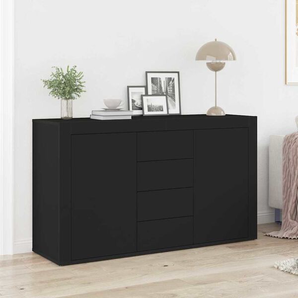 vidaXL Sideboard with Drawer Black 120 x 36 x 69 cm Engineered Wood