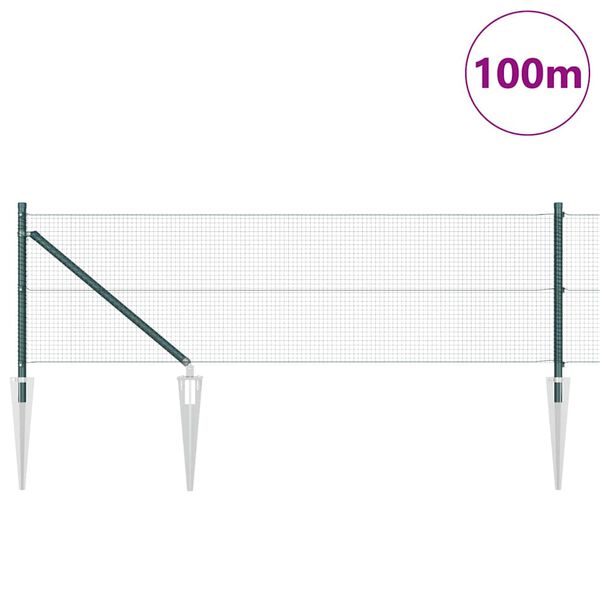 vidaXL Fence Post Green 100 x 0.8 m (16 x 16 mm mesh) Steel and PVC