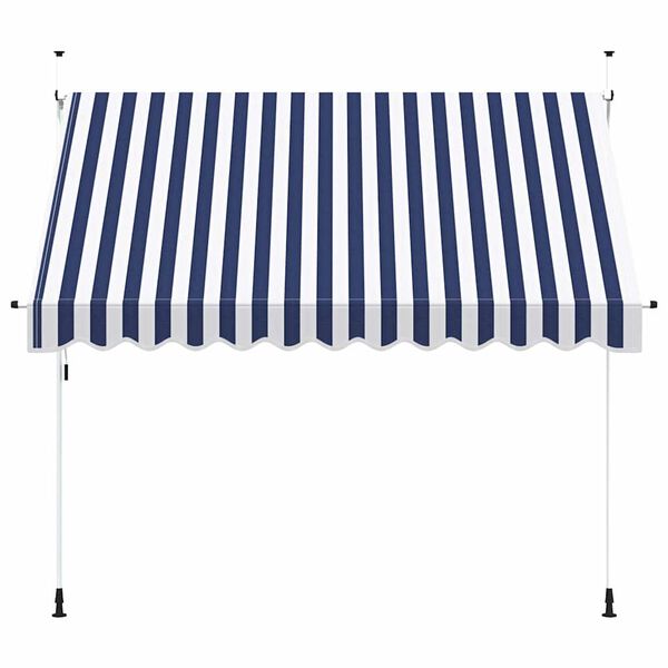 vidaXL Manual Retractable Awning 300 cm Blue and White Stripes
