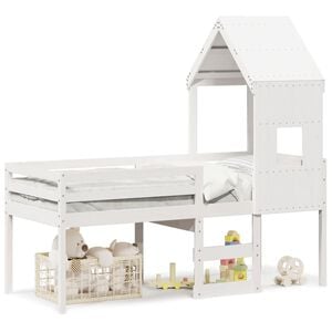vidaXL High Sleeper Bed without Mattress White 80x200 cm Solid Wood Pine