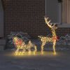 vidaXL Reindeer Pull Sleigh Warm white 70 x 26 x 129 cm PET