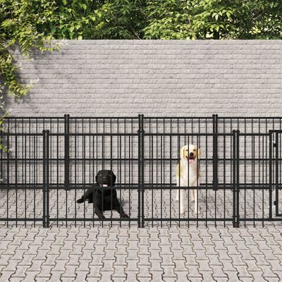 vidaXL Outdoor Dog Kennel Steel 16.89 m²