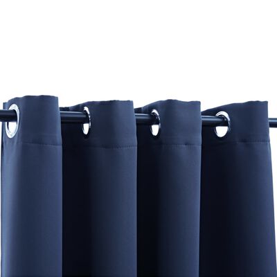 vidaXL Blackout Curtains with Metal Rings 2 pcs Blue 140x245 cm