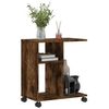 vidaXL Side Table with Wheels Smoked Oak 50x30x55 cm Engineered Wood