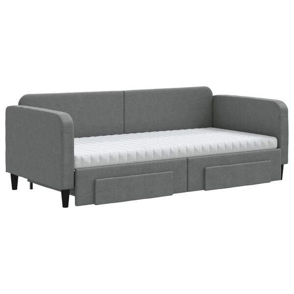 vidaXL Daybed with Trundle and Drawers Dark Grey 90x190 cm Fabric