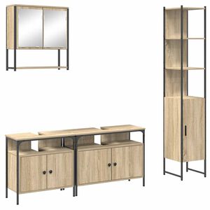 vidaXL Bathroom Furniture Set 4 pcs Sonoma Oak Engineered Wood