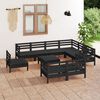 vidaXL 10 Piece Garden Lounge Set Solid Wood Pine Black
