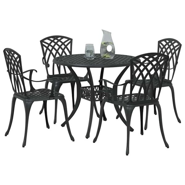 vidaXL Garden Dining Set 5 pcs Black Aluminium
