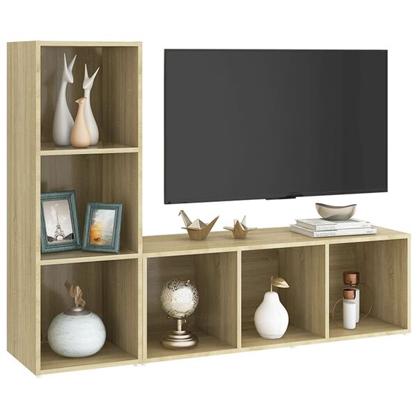 vidaXL TV Cabinets 2 pcs Sonoma Oak 107x35x37 cm Engineered Wood