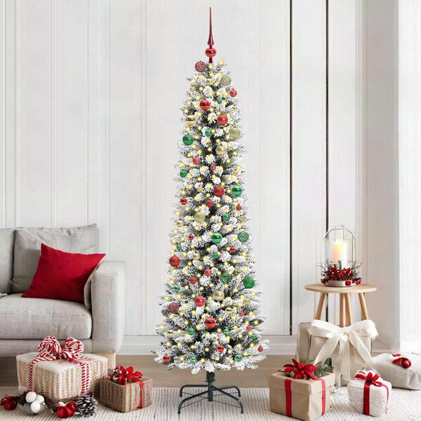 vidaXL Artificial Christmas Tree with 300 LEDs Green and white 210 cm