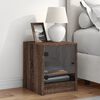 vidaXL Bedside Cabinet with Glass Door Brown Oak 35x37x42 cm