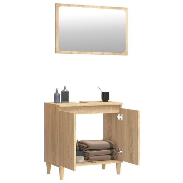 vidaXL 2 Piece Bathroom Furniture Set Sonoma Oak Engineered Wood