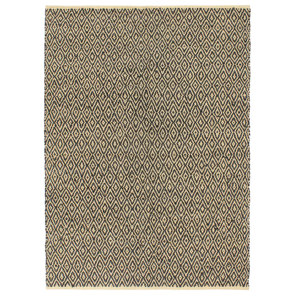vidaXL Hand-woven Chindi Rug Leather Cotton 80x160 cm Black