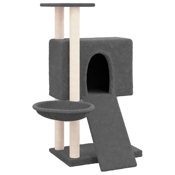vidaXL Cat Tree with Sisal Scratching Posts Dark Grey 96 cm