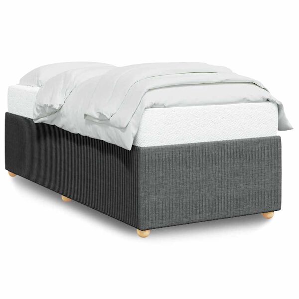 vidaXL Bed Frame without Mattress Dark Grey Single Fabric