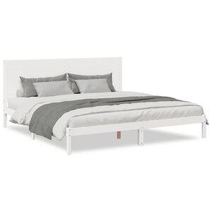 vidaXL Extra Long Bed Frame without Mattress White 180x210 cm Solid Wood