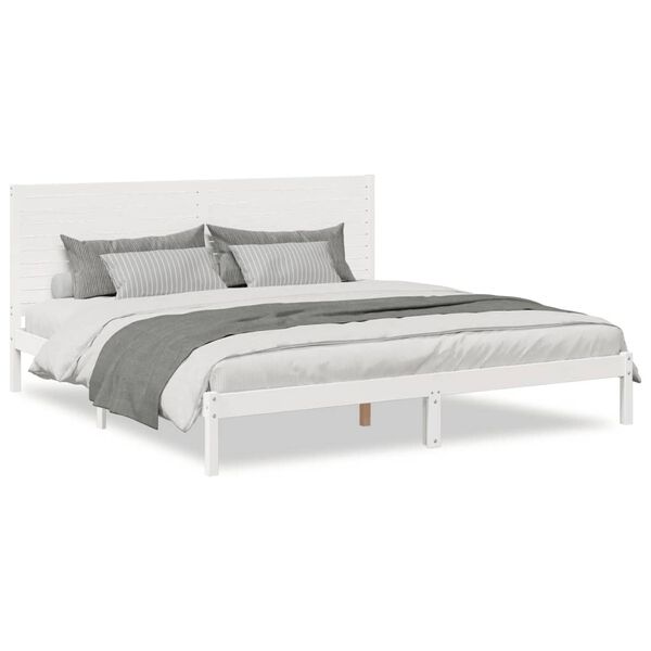 vidaXL Extra Long Bed Frame without Mattress White 180x210 cm Solid Wood