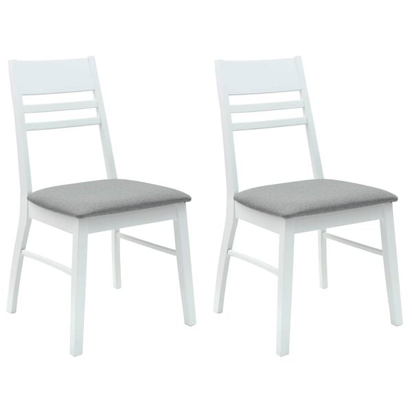 vidaXL Dining Chairs 2 pcs White 43 x 54 x 89 cm Solid Rubber Wood