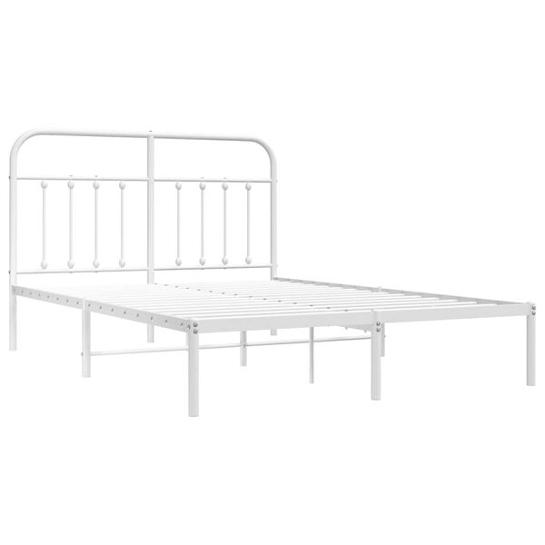 vidaXL Metal Bed Frame without Mattress with Headboard White 135x190cm