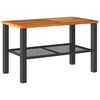 vidaXL Garden Table Black 70x38x42 cm Poly Rattan Acacia Wood