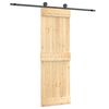 vidaXL Sliding Door Natural and Black 70 x 210 cm Solid Pine Wood