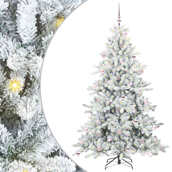 vidaXL Artificial Hinged Christmas Tree White 210 cm PVC and Steel