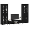 vidaXL TV Cabinet Set with Drawer with Shelf Black Engineered Wood